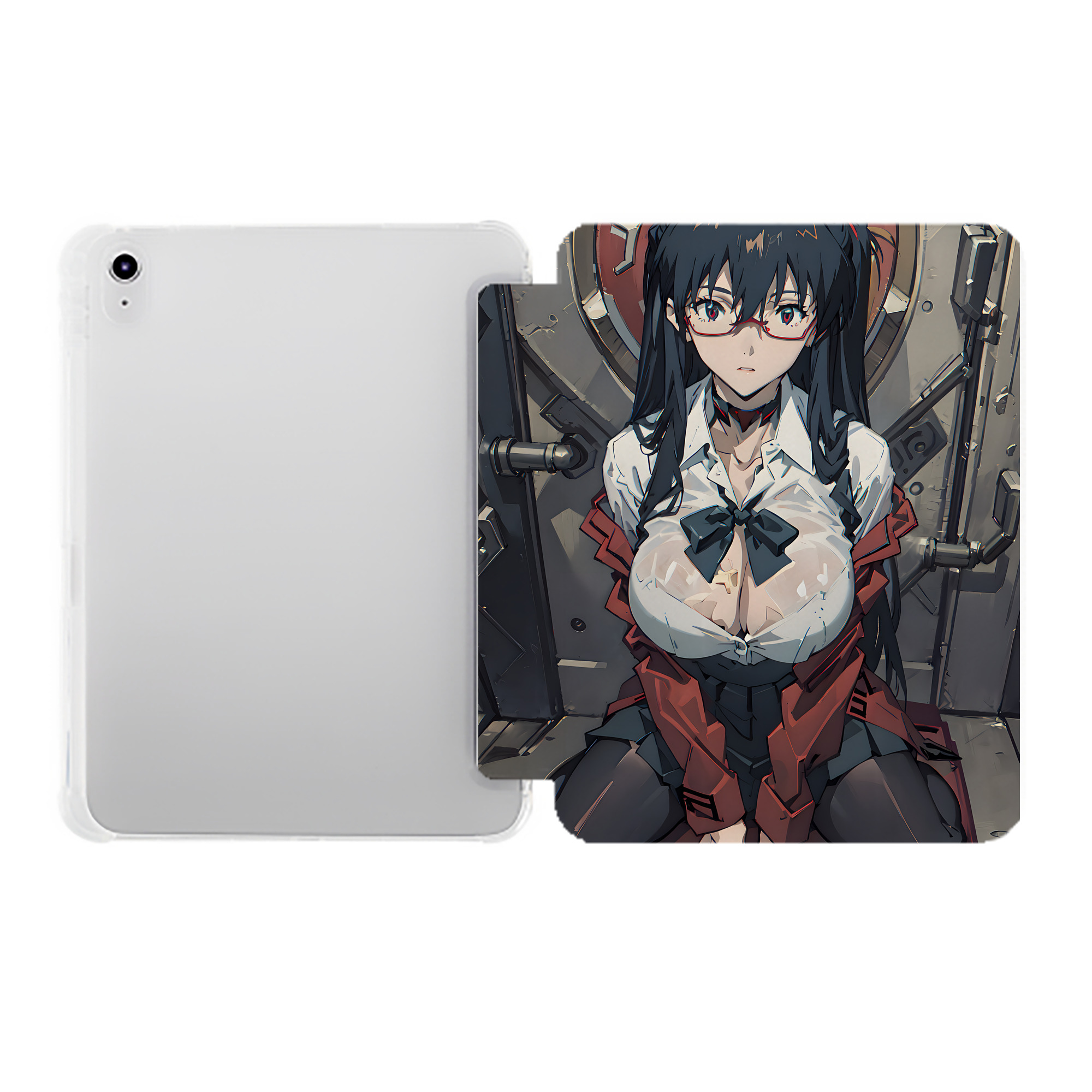 （画像用） EVA 新世紀エヴァンゲリオン IPad ケース ペン収納付き 三つ折りスタンド PUレザー×シリコン 対応機種9.5/10.5/10.9インチ